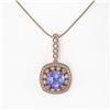 Image 2 : 7.19 ctw Tanzanite & Diamond Victorian Necklace 14K Rose Gold - REF-290Y9X