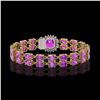 Image 3 : 14.31 ctw Amethyst & Diamond Bracelet 14K Yellow Gold - REF-178W2H