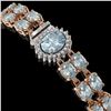Image 2 : 20.47 ctw Aquamarine & Diamond Bracelet 14K Rose Gold - REF-336N4F