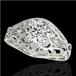 1.36 ctw Certified Diamond Solitaire Antique Ring 10k White Gold - REF-197A8N