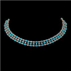 61.73 ctw Swiss Topaz & Diamond Necklace 10K Rose Gold - REF-527A3N