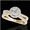Image 1 : 2 ctw Certified Diamond Solitaire Halo Ring 10k Yellow Gold - REF-252N3F