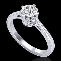 0.81 ctw VS/SI Diamond Art Deco Ring 18k White Gold - REF-140G9W