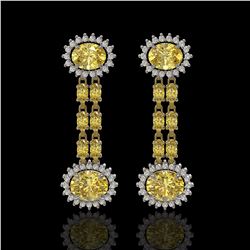 8.35 ctw Citrine & Diamond Earrings 14K Yellow Gold - REF-144W2H