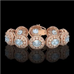 39.82 ctw Aquamarine & Diamond Victorian Bracelet 14K Rose Gold - REF-1218M2G