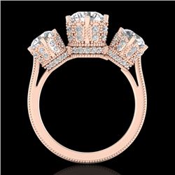 3.06 ctw VS/SI Diamond Solitaire Art Deco 3 Stone Ring 18k Rose Gold - REF-576Y4X