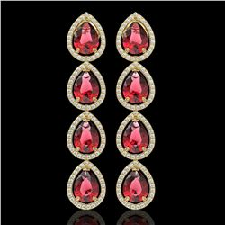 10.48 ctw Tourmaline & Diamond Micro Pave Halo Earrings 10k Yellow Gold - REF-281K8Y