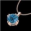 Image 2 : 1 ctw Intense Blue Diamond Art Deco Stud Necklace 18k Rose Gold - REF-167H3R