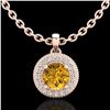 Image 1 : 1 ctw Intense Fancy Yellow Diamond Art Deco Necklace 18k Rose Gold - REF-167F6M