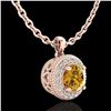 Image 3 : 1 ctw Intense Fancy Yellow Diamond Art Deco Necklace 18k Rose Gold - REF-167F6M