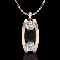 1.07 ctw Fancy Black Diamond Art Deco Stud Necklace 18k Rose Gold - REF-101M8G