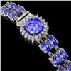 Image 3 : 19.6 ctw Tanzanite & Diamond Bracelet 14K White Gold - REF-323Y8X