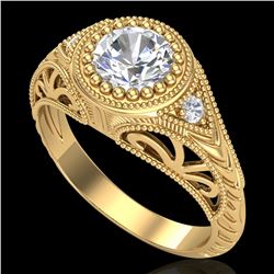 1.07 ctw VS/SI Diamond Art Deco Ring 18k Yellow Gold - REF-321G2W