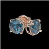 Image 3 : 1.03 ctw Certified Intense Blue Diamond Stud Earrings 10k Rose Gold - REF-71G2W