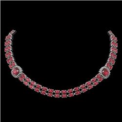 38.37 ctw Tourmaline & Diamond Necklace 14K White Gold - REF-527A3N