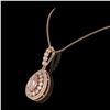Image 3 : 4.17 ctw Morganite & Diamond Victorian Necklace 14K Rose Gold - REF-186X9A