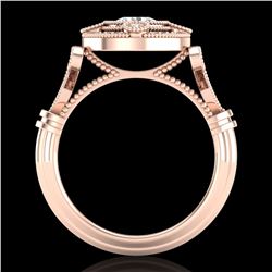 1.12 ctw VS/SI Diamond Solitaire Art Deco Ring 18k Rose Gold - REF-250G2W