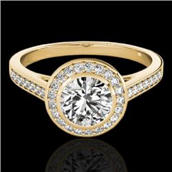 1.3 ctw Certified Diamond Solitaire Halo Ring 10k Yellow Gold - REF-197R8K