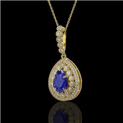 4.97 ctw Sapphire & Diamond Victorian Necklace 14K Yellow Gold - REF-160K2Y