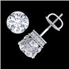 3 ctw VS/SI Diamond Solitaire Art Deco Stud Earrings 18k White Gold - REF-586H8R