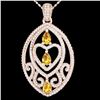 3.50 ctw Yellow Sapphire & Micro Diamond Heart Necklace 14k Rose Gold - REF-218F2M