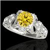 1.25 ctw Certified SI Intense Yellow Diamond Antique Ring 10k White Gold - REF-184Y3X