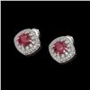 Image 2 : 4.99 ctw Certified Ruby & Diamond Victorian Earrings 14K White Gold - REF-124M8G