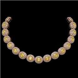 89.35 ctw Canary Citrine & Diamond Victorian Necklace 14K Rose Gold - REF-2454G5W