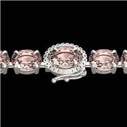 18.25 ctw Morganite & Diamond Eternity Micro Bracelet 14k White Gold - REF-227M3G