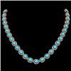 Image 1 : 29.73 ctw Turquoise & Diamond Micro Pave Halo Necklace 10k Rose Gold - REF-588G5W