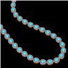 Image 2 : 29.73 ctw Turquoise & Diamond Micro Pave Halo Necklace 10k Rose Gold - REF-588G5W
