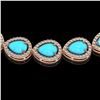 Image 3 : 29.73 ctw Turquoise & Diamond Micro Pave Halo Necklace 10k Rose Gold - REF-588G5W