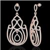 Image 2 : 3.50 ctw Micro Pave Designer VS/SI Diamond Earrings 14k Rose Gold - REF-345N5F