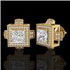 Image 2 : 2.75 ctw Princess VS/SI Diamond Micro Pave Stud Earrings 18k Yellow Gold - REF-684X3A