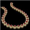 Image 2 : 82.17 ctw Certified Ruby & Diamond Victorian Necklace 14K Yellow Gold - REF-1800K2Y