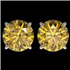 Image 1 : 4 ctw Certified Intense Yellow Diamond Stud Earrings 10k White Gold - REF-724Y3X
