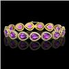 Image 1 : 20.3 ctw Amethyst & Diamond Micro Pave Halo Bracelet 10k Yellow Gold - REF-282G9W