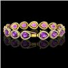 Image 2 : 20.3 ctw Amethyst & Diamond Micro Pave Halo Bracelet 10k Yellow Gold - REF-282G9W