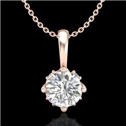 0.62 ctw VS/SI Diamond Solitaire Art Deco Stud Necklace 18k Rose Gold - REF-101X8A