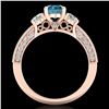 Image 3 : 2.07 ctw Intense Blue Diamond Art Deco 3 Stone Ring 18k Rose Gold - REF-254M5G