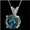 Image 2 : 2 ctw Certified Intense Blue Diamond Solitaire Necklace 10k White Gold - REF-280W8H