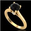 Image 1 : 1.36 ctw Fancy Black Diamond Engagment Art Deco Ring 18k Yellow Gold - REF-66A8N