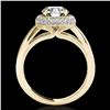 Image 2 : 1.65 ctw Certified Diamond Solitaire Halo Ring 10k Yellow Gold - REF-204M5G