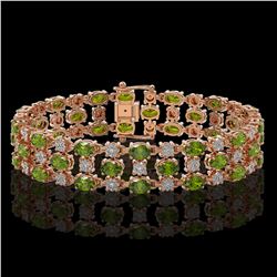 23.12 ctw Tourmaline & Diamond Bracelet 10K Rose Gold - REF-354X5A