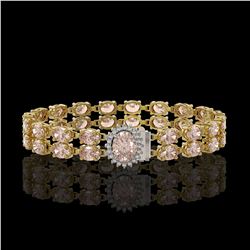 27.57 ctw Morganite & Diamond Bracelet 14K Yellow Gold - REF-400G2W