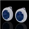 Image 1 : 9.20 ctw Sapphire & Micro Pave VS/SI Diamond Earrings 18k White Gold - REF-190Y2X