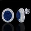 Image 2 : 9.20 ctw Sapphire & Micro Pave VS/SI Diamond Earrings 18k White Gold - REF-190Y2X