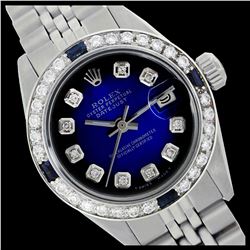 Rolex Ladies Stainless Steel, Diam Dial & Diam/Sapphire Bezel, Sapphire Crystal