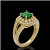 Image 2 : 2.69 ctw Certified Emerald & Diamond Victorian Ring 14K Yellow Gold - REF-104M9G