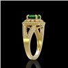 Image 3 : 2.69 ctw Certified Emerald & Diamond Victorian Ring 14K Yellow Gold - REF-104M9G